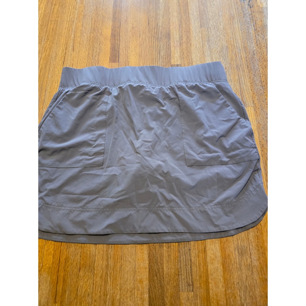 Peace & Pearls Women Large Brown Woven Flat Front Elastic Waist Pocket Skort